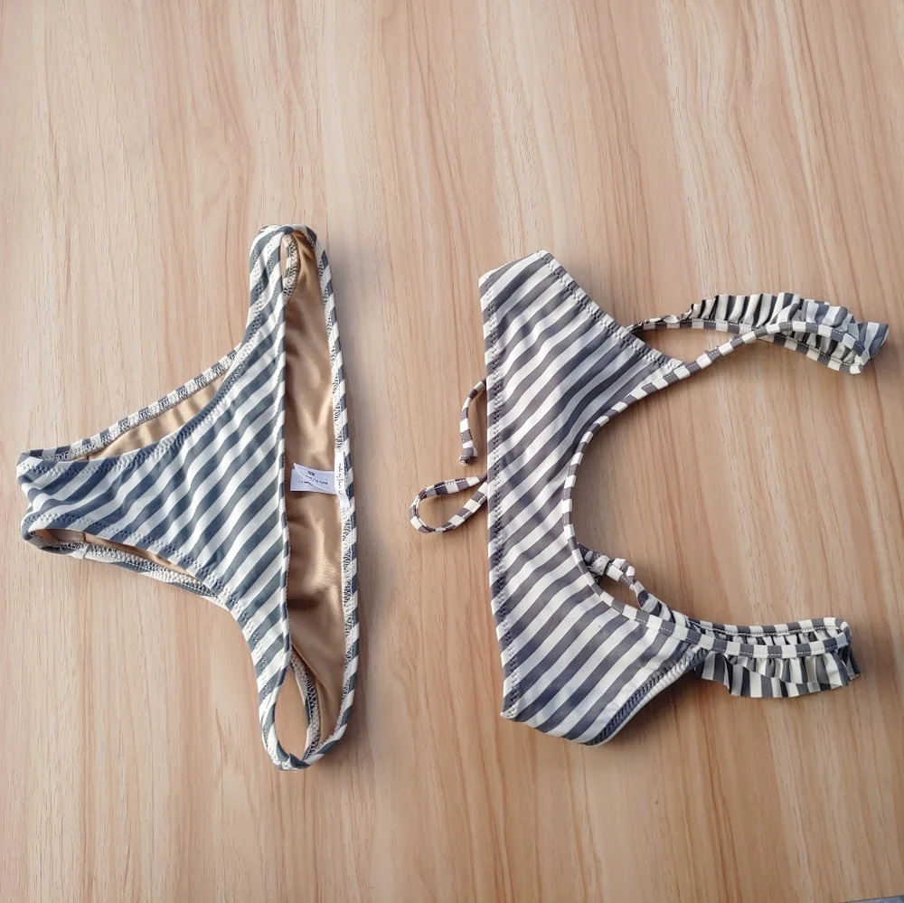 made by dawn Petal 2 Bikini set white gray size XS